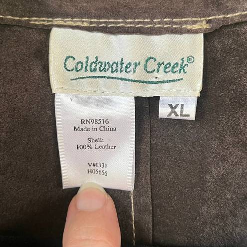 Coldwater Creek  Women's Vintage 100% Leather Suede Vest Brown Size XL