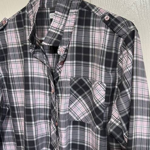 Nordstrom  Long‎ sleeve plaid grey top XL women's