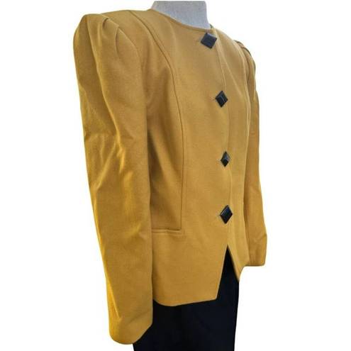 Oleg Cassini Vintage  80s Two Piece Womens Suit, Mustard and Black Size 10