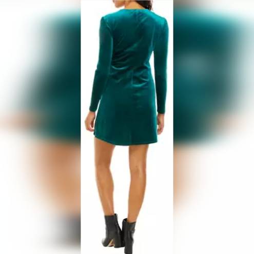 Bebop NWT  Long Sleeve Velvet Lace Up Hunter Green Fit & Flare Dress (S)