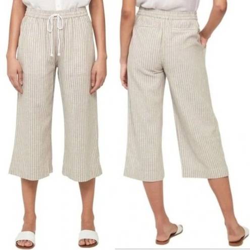 Beach Lunch Lounge Raffia Lightweight Cotton Linen Margot Cropped Pants Size L