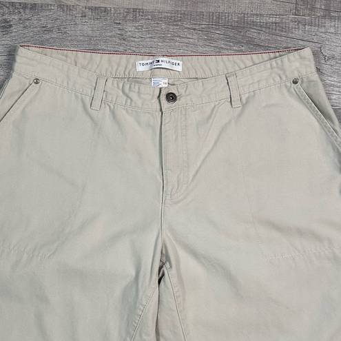 Tommy Hilfiger  Womens 14 Mid Rise Wide Leg Khaki Capri Pants Flap Back Pockets