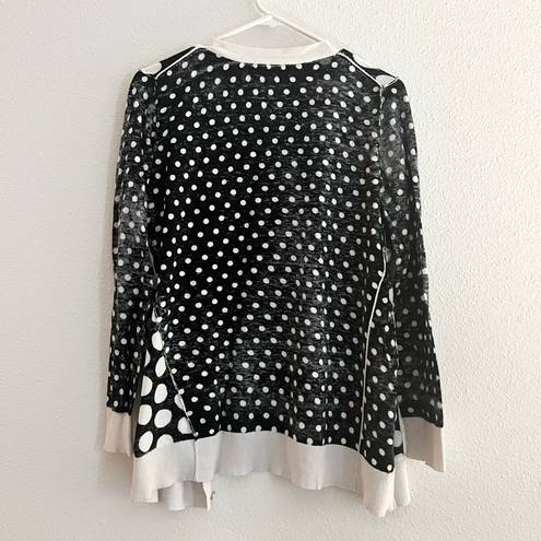 Michael Kors MICHAEL  Black White Polka Dot Gold Button Down Cardigan Sweater M