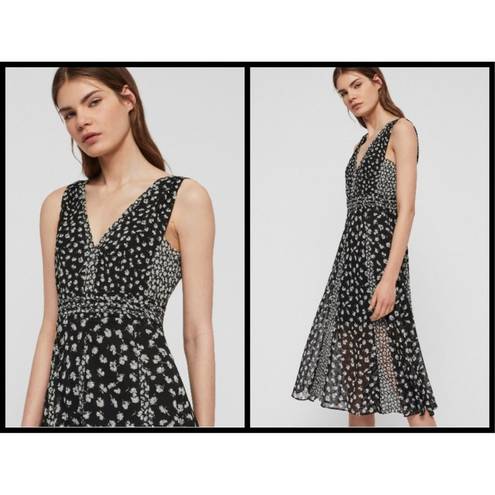 ALLSAINTS 💕💕 Marcella Jasmine Dress ~ Jasmine Black Absract Moody Floral 6 NWT