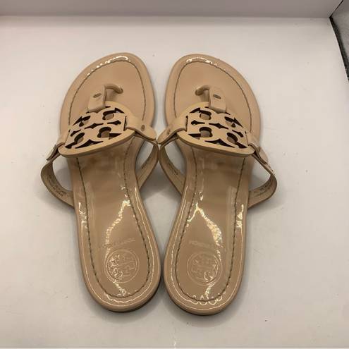 Tory Burch  Miller  Sandal  size 7 M  Seashell Pink patent leather flip flops