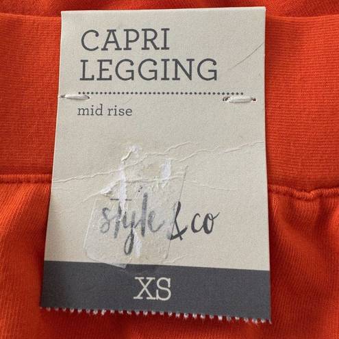 Style & Co  X-Small Legging Capris Pants Mid-Rise Stretch Lightweight Orange New