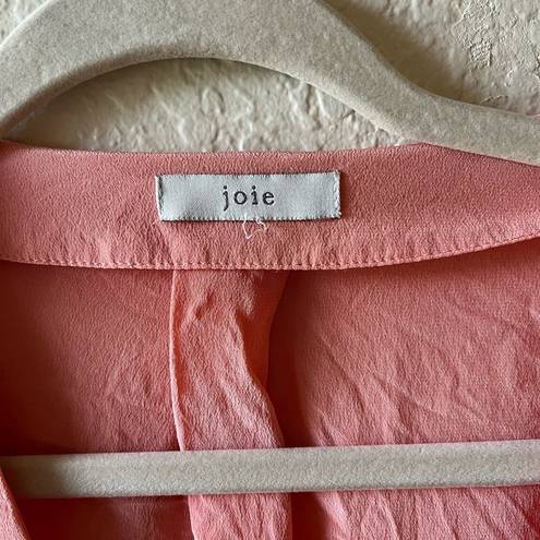 Joie  peach coral 100% silk career button summer minimalist butterfly v-neck cute