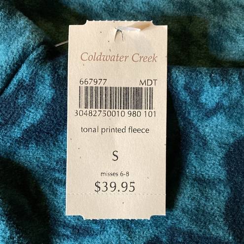 Coldwater Creek  | NEW Green Tonal Floral Printed Fleece Top S 6-8