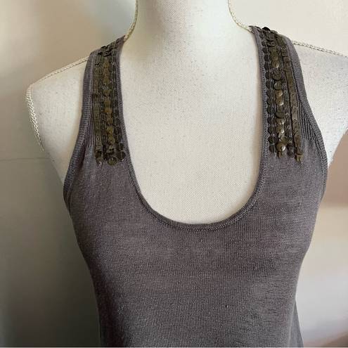 Krass&co  Op Barneys New York • Grey Linen Beaded Tank Top