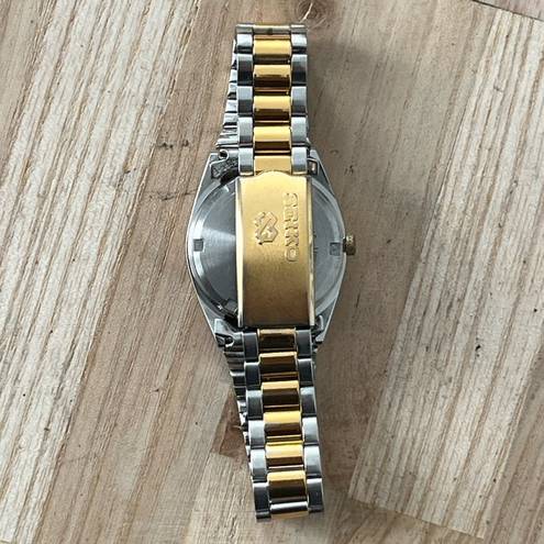 Seiko  SQ Ladies Watch White Dial Day Date Window Two-Tone Bracelet Vintage