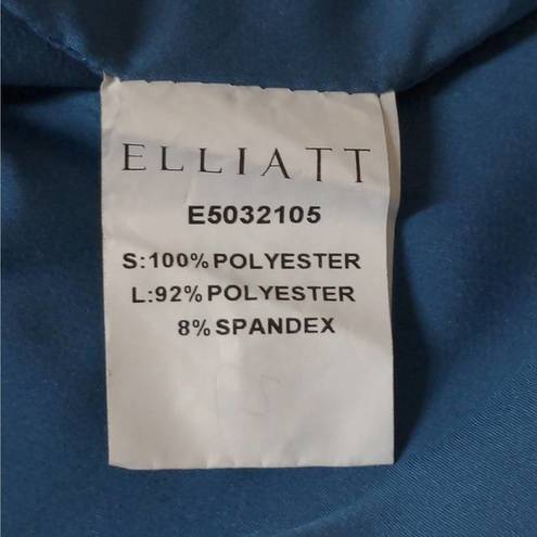 Elliatt  Cassini One Shoulder Party Dress Blue Ruched Drape Lined Midi Slit Zip S