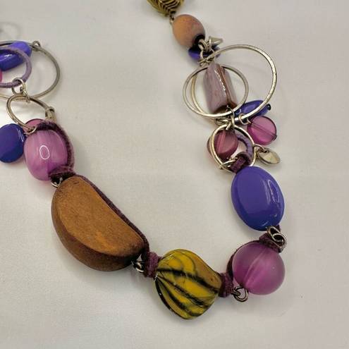 Coldwater Creek  purple and abalone beaded long necklace