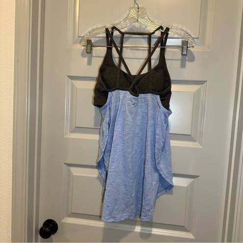 Xersion  Blue/Grey Built In Bra Fitted Active Tank size M