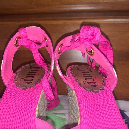 Juicy Couture Malinda Fuchsia Canvas Angel/Gold Ribbon Espadrille New in Box