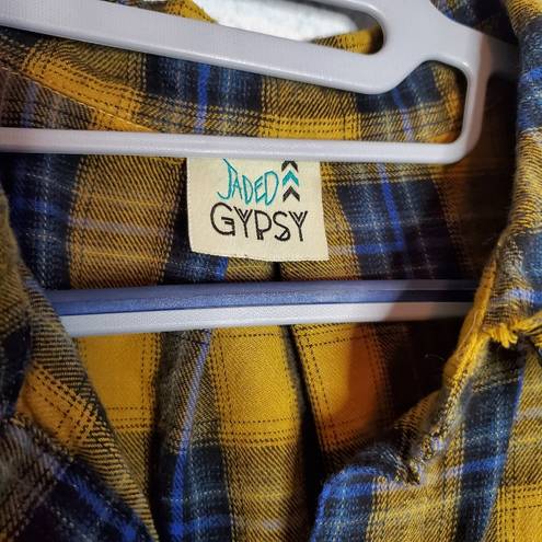 Gypsy Jaded  size S/M lemon flannel yellow button up shirt