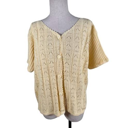 Pierre Cardin Vintage  XL Sweater Cardigan Short Sleeve Cottagecore 90s Womens