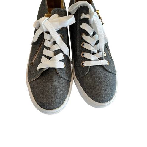 Twisted  Kix Sneakers Women 10 Gray Side Zippered Lace Up Canvas Sneakers NWOT