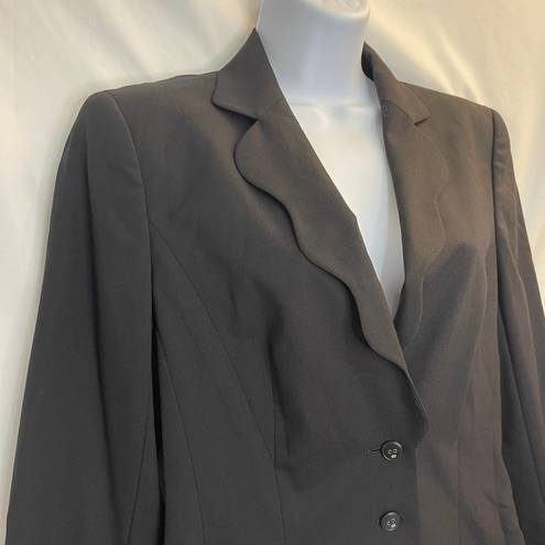 Edge Escada Women's Blazer Size 36 US 6 Scalloped  3-Button New Wool Black