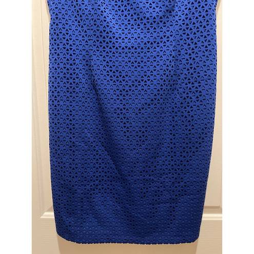 Tracy Reese Plenty Dresses by  Jilian Scuba Lazer-Cut Dress Sz 14 Cobalt Blue NWT