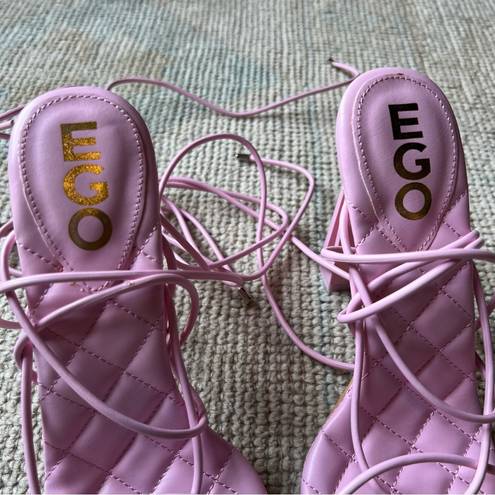 EGO NWOT  Light Pink Lace Up Square Toe Heels | 7.5