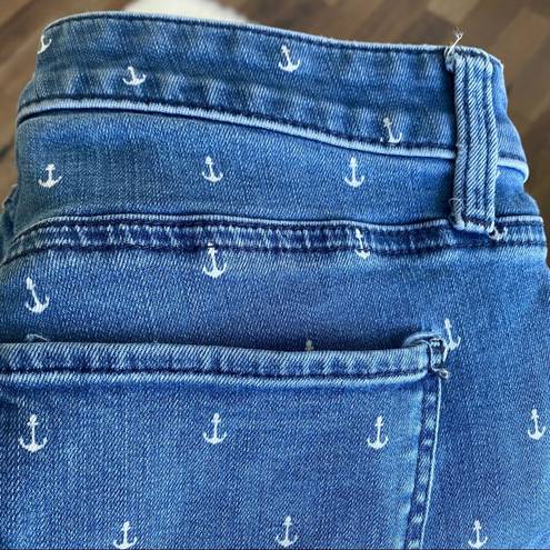 Talbots  Flawless Slim Ankle Fit Blue Anchor Print Jean Size 4 Petite