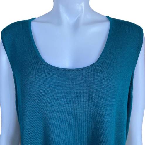 Coldwater Creek women's 3X green sleeveless sweater tank top rounded neckline