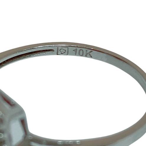 Ruby 10K 10KT White Gold Faux  Halo Cushion Ring Sz 7