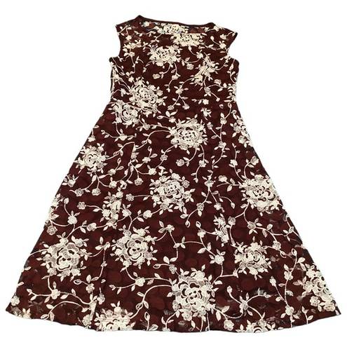 Candalite NWT  Women's Dress Burgundy Floral Lace Scoop Neck Sleeveless Sz M #303