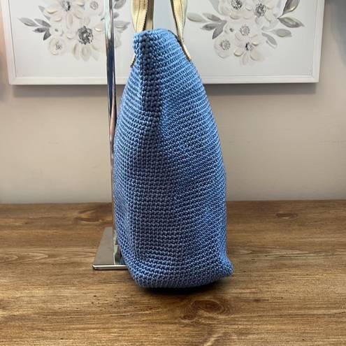 The Sak  Elliott Lucca Blue and Tan Hand Crochet Tote