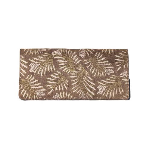 Anthropologie  Mattie Suede Pencil Pouch Leather Wallet Clutch Purse Taupe Tan