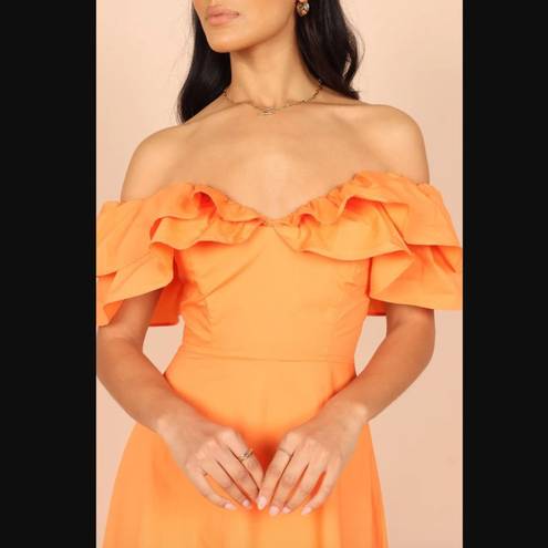 Petal and Pup  Cabo Orange Frill Sleeve Midi Dress M