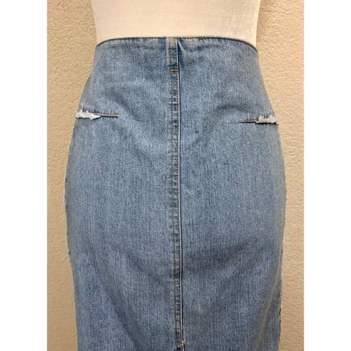 Spacegirlz Vintage Y2K Raw Denim Pencil Skirt Blue Size 2