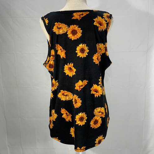 LuLaRoe Black Yellow Sunflower Print Tank Top Size 3XL