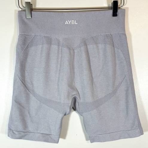 AYBL NEW  motion seamless cycling shorts in ice blue high waist stretch grey XL