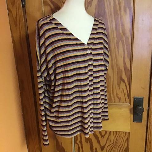 BKE  knit striped button up slouchy top