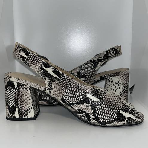 Seychelles  Playwright Snake Print Block Heel Slingback Peep Toe Sandals 7.5