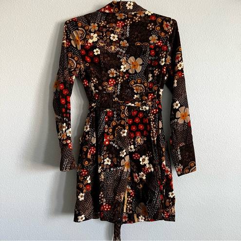 Ivy Jane  Brown Groovy Flower Corduroy Long Coat. Size Medium