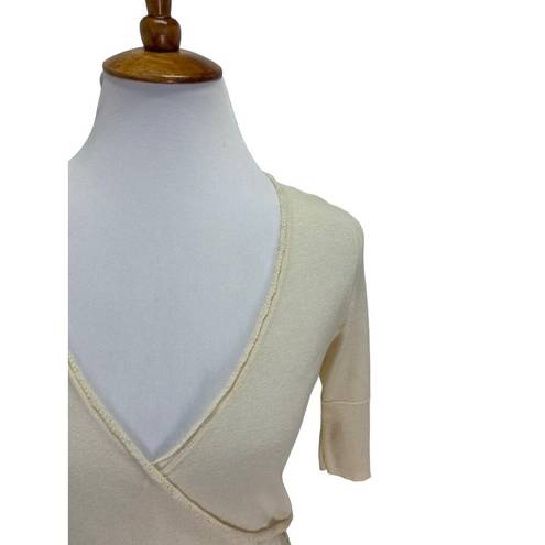 Kenneth Cole  New York Faux Wrap Sweater Cream Size S Y2K Minimalist Quiet Luxury