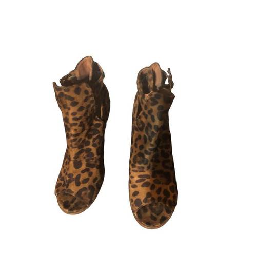 Bella Marie  suede cheetah booties with open toe