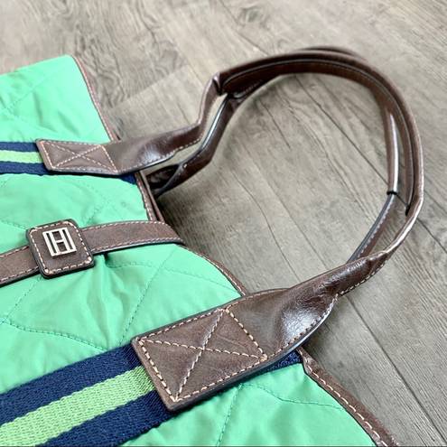 Tommy Hilfiger  Green Quilted Tote Shoulder Bag