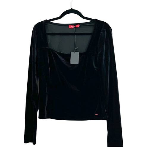 n:philanthropy NWT  Square Neck Long Sleeve Velvet Top Black sZ L