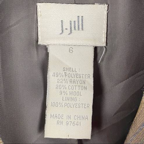 J.Jill  Brown Striped Wool Blend Three Button Blazer, Size 8