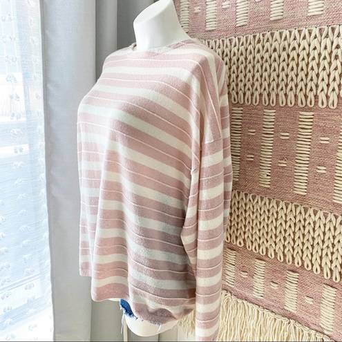 ALLSAINTS  Cassia Baby Pink Striped Slouchy Sweater Women’s Large