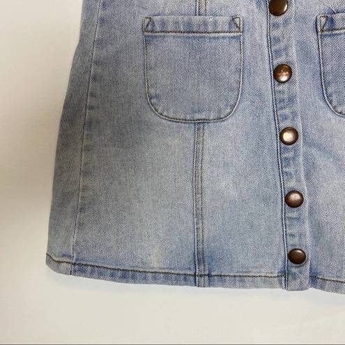 Brandy Melville Melville | Jean Button Micro Mini Acid Wash Skirt