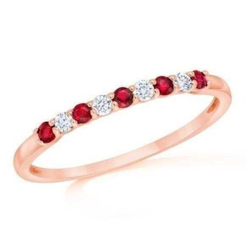 Ruby Genuine Diamond and  Anniversary Band in 14k Rose Gold Wedding Engagement