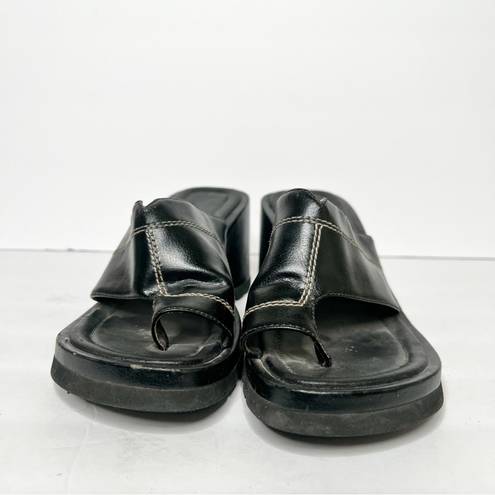 Fashion Bug Y2K  Chunky Black Wedge Sandals Size 7.5 Women’s