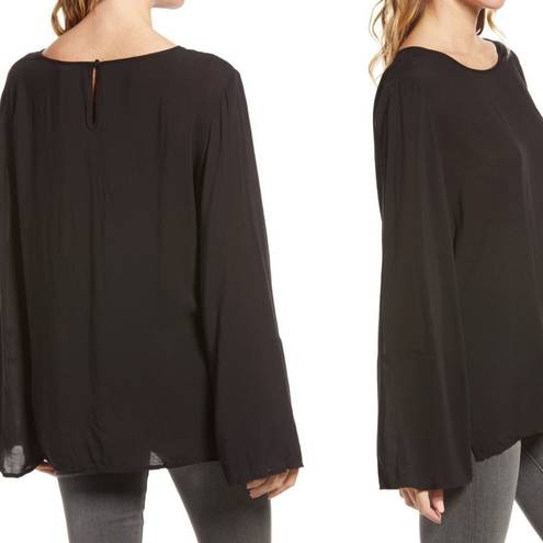 Treasure & Bond Treasure Bond Blouse Medium Soft Black Bell Long Sleeve Business Casual Top NWT