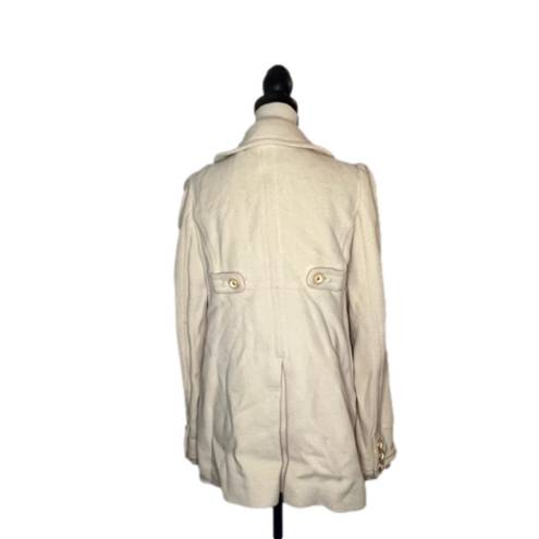 Juicy Couture Wool Blend Double Breasted Pea Coat Jacket in Cream Size Large