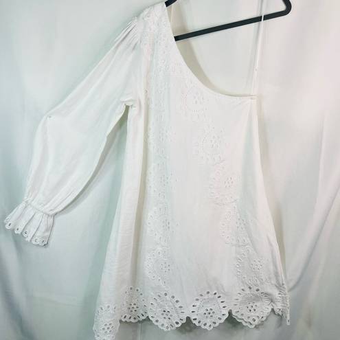 Hill House  White The Mila Dress One shoulder Eyelet Dress Small