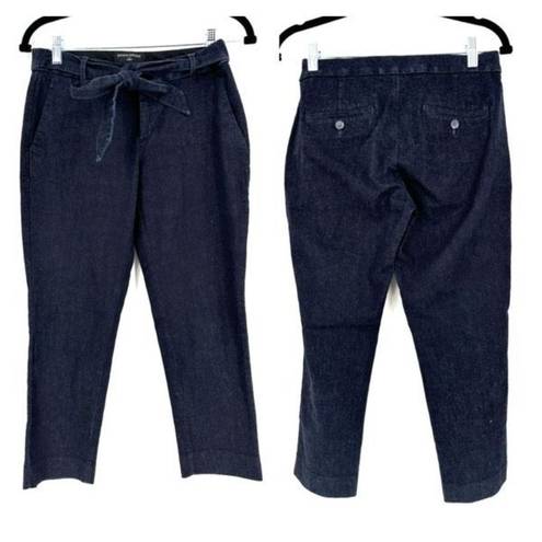 Banana Republic  Women's Chambray Avery Tie Waist Ankle Pants Dark Blue Size 2